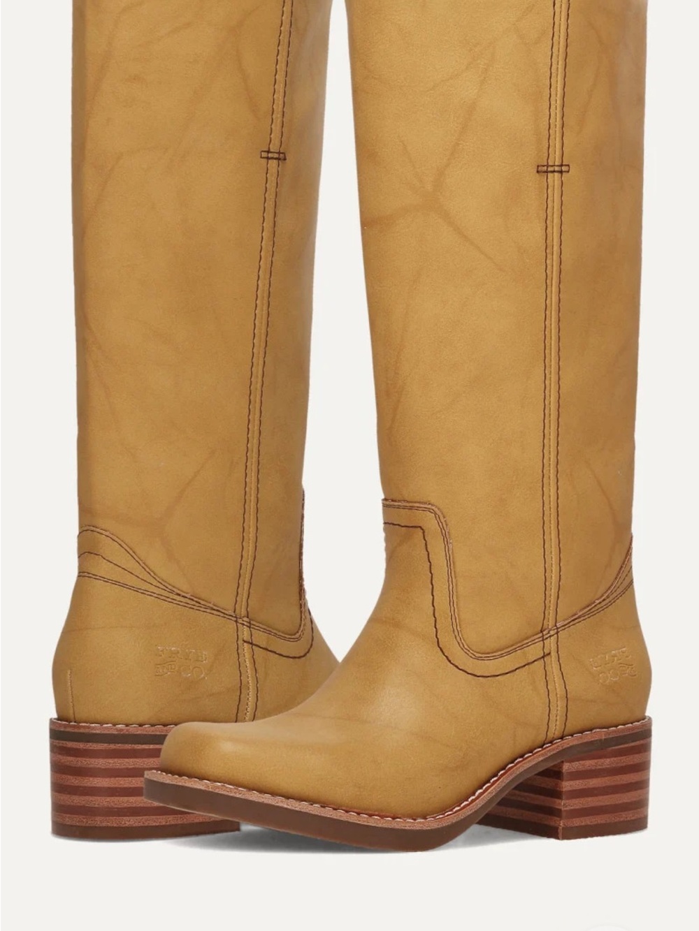 FRYE AND CO. Tall Western Over-the-Knee Boots in Tan